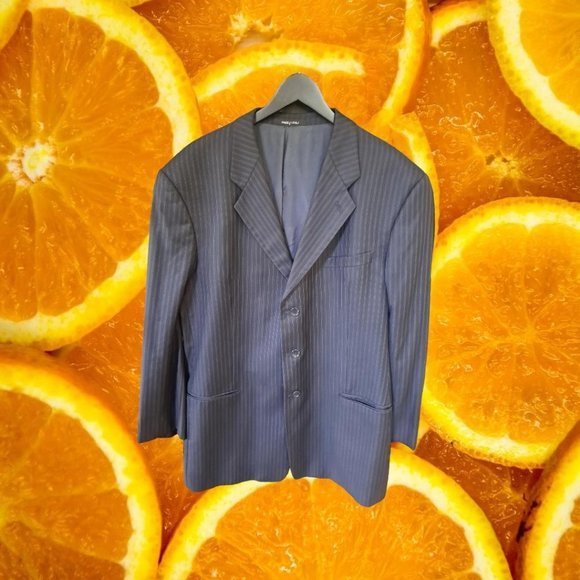 ARMANI Collezioni‎ Blue Pinstripe Suit Jacket Size 46L - Picture 6 of 8